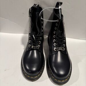 NWOB Dr. Martens Black Lace Up and Zip Combat Moto Boots Size Women 11 Men 10
